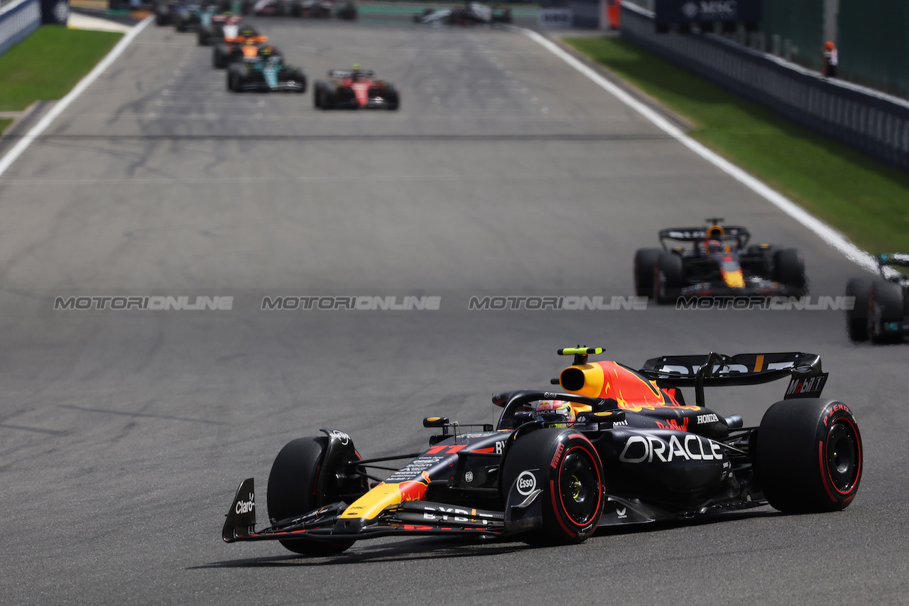 GP BELGIO, Sergio Perez (MEX) Red Bull Racing RB19.
30.07.2023. Formula 1 World Championship, Rd 13, Belgian Grand Prix, Spa Francorchamps, Belgium, Gara Day.
- www.xpbimages.com, EMail: requests@xpbimages.com © Copyright: Bearne / XPB Images