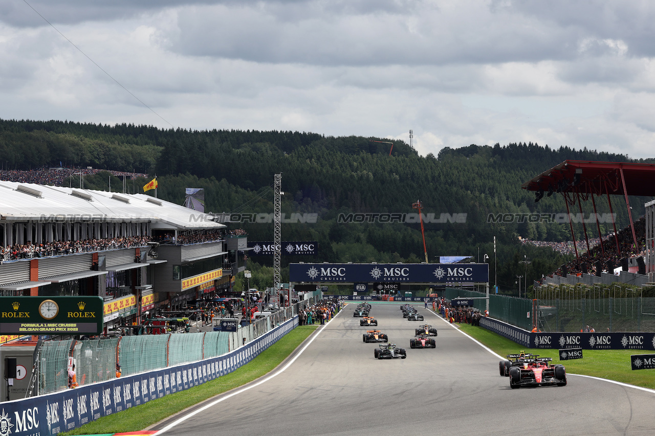 GP BELGIO, Charles Leclerc (MON) Ferrari SF-23 on the formation lap.
30.07.2023. Formula 1 World Championship, Rd 13, Belgian Grand Prix, Spa Francorchamps, Belgium, Gara Day.
- www.xpbimages.com, EMail: requests@xpbimages.com © Copyright: Bearne / XPB Images