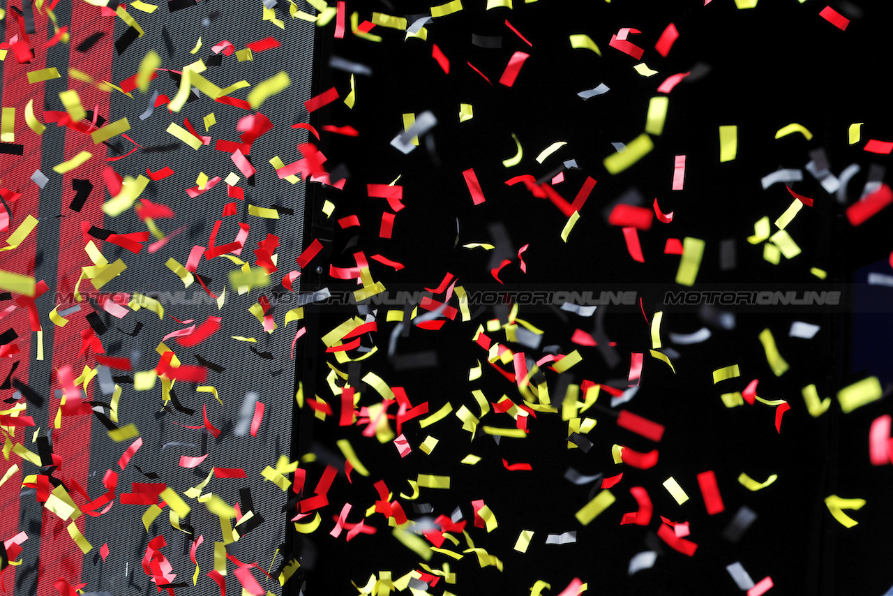GP BELGIO, Podium ticker tape.
30.07.2023. Formula 1 World Championship, Rd 13, Belgian Grand Prix, Spa Francorchamps, Belgium, Gara Day.
- www.xpbimages.com, EMail: requests@xpbimages.com © Copyright: Moy / XPB Images
