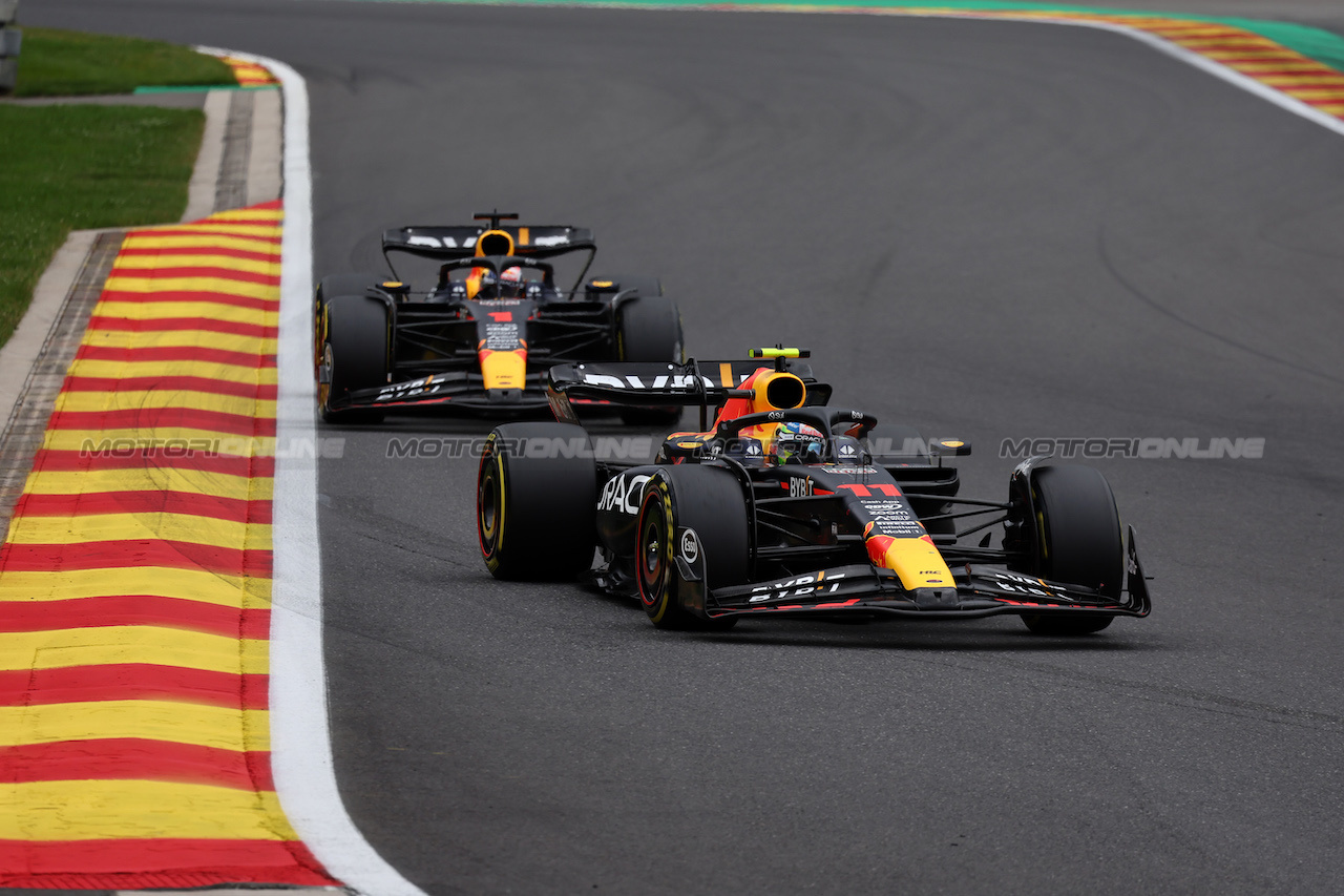 GP BELGIO, Sergio Perez (MEX) Red Bull Racing RB19.
30.07.2023. Formula 1 World Championship, Rd 13, Belgian Grand Prix, Spa Francorchamps, Belgium, Gara Day.
- www.xpbimages.com, EMail: requests@xpbimages.com © Copyright: Moy / XPB Images