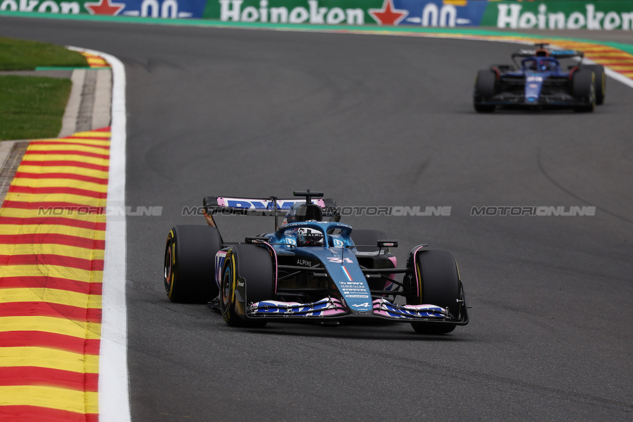 GP BELGIO, Esteban Ocon (FRA) Alpine F1 Team A523.
30.07.2023. Formula 1 World Championship, Rd 13, Belgian Grand Prix, Spa Francorchamps, Belgium, Gara Day.
- www.xpbimages.com, EMail: requests@xpbimages.com © Copyright: Moy / XPB Images