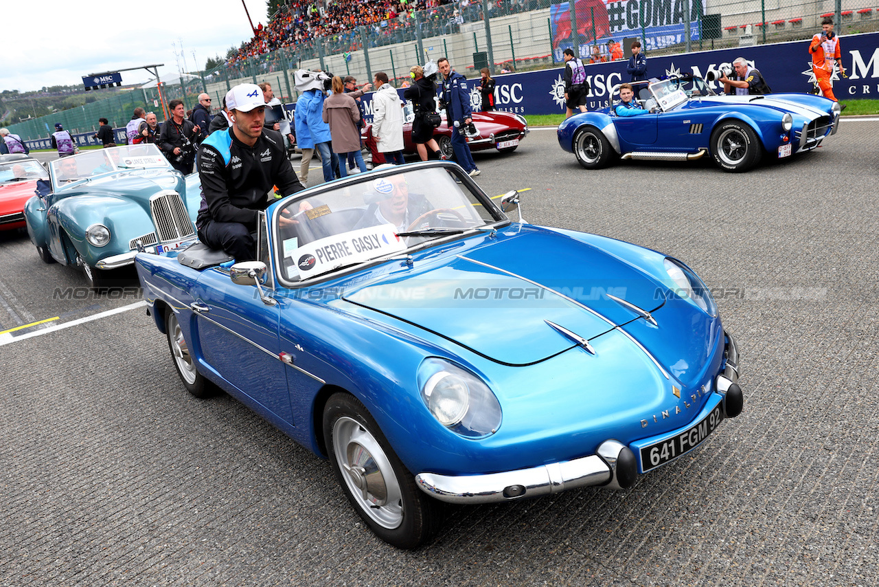 GP BELGIO, Pierre Gasly (FRA) Alpine F1 Team on the drivers' parade.
30.07.2023. Formula 1 World Championship, Rd 13, Belgian Grand Prix, Spa Francorchamps, Belgium, Gara Day.
- www.xpbimages.com, EMail: requests@xpbimages.com © Copyright: Batchelor / XPB Images