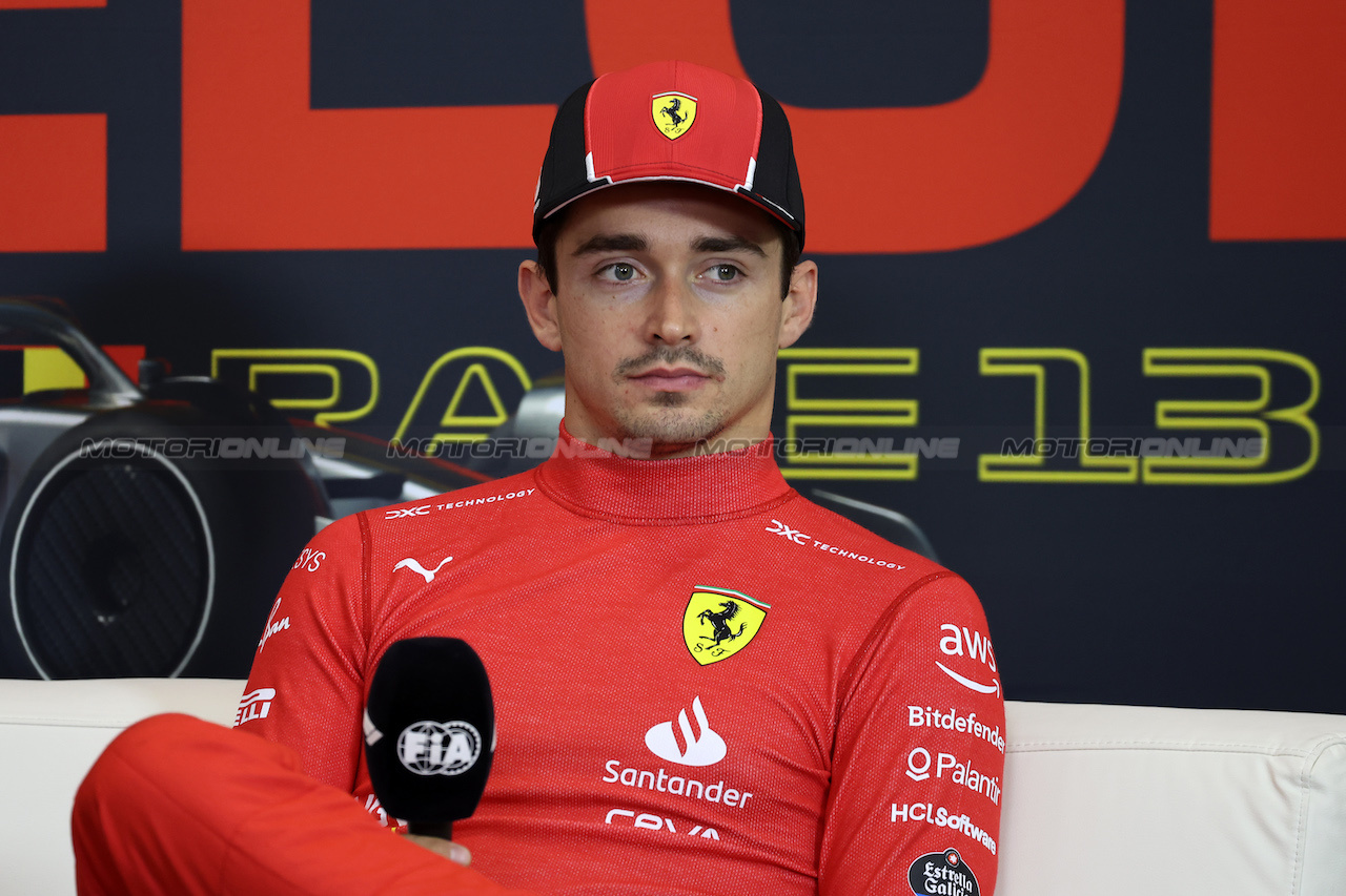 GP BELGIO, Charles Leclerc (MON) Ferrari in the post race FIA Press Conference.
30.07.2023. Formula 1 World Championship, Rd 13, Belgian Grand Prix, Spa Francorchamps, Belgium, Gara Day.
- www.xpbimages.com, EMail: requests@xpbimages.com © Copyright: Bearne / XPB Images