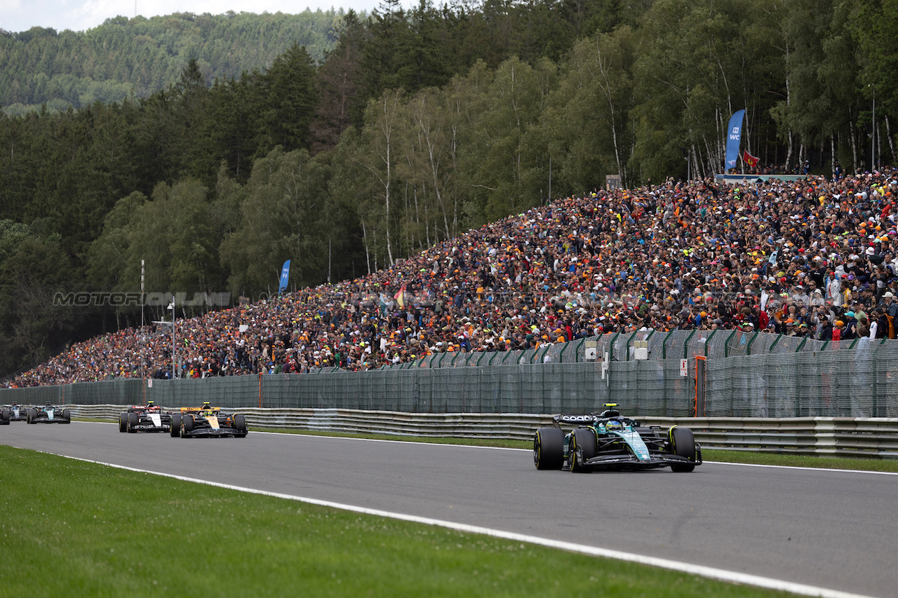 GP BELGIO, Fernando Alonso (ESP) Aston Martin F1 Team AMR23.
30.07.2023. Formula 1 World Championship, Rd 13, Belgian Grand Prix, Spa Francorchamps, Belgium, Gara Day.
 - www.xpbimages.com, EMail: requests@xpbimages.com © Copyright: Rew / XPB Images