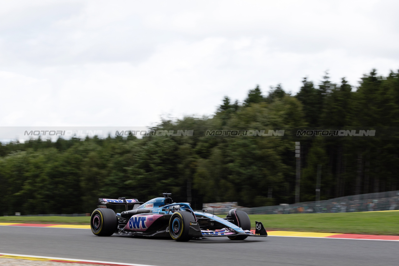 GP BELGIO, Esteban Ocon (FRA) Alpine F1 Team A523.
30.07.2023. Formula 1 World Championship, Rd 13, Belgian Grand Prix, Spa Francorchamps, Belgium, Gara Day.
 - www.xpbimages.com, EMail: requests@xpbimages.com © Copyright: Rew / XPB Images