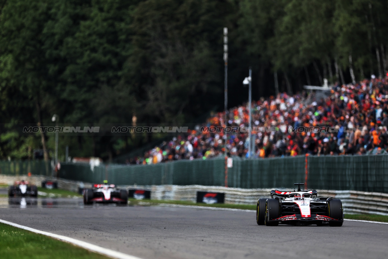 GP BELGIO, Kevin Magnussen (DEN) Haas VF-23.
30.07.2023. Formula 1 World Championship, Rd 13, Belgian Grand Prix, Spa Francorchamps, Belgium, Gara Day.
 - www.xpbimages.com, EMail: requests@xpbimages.com © Copyright: Rew / XPB Images