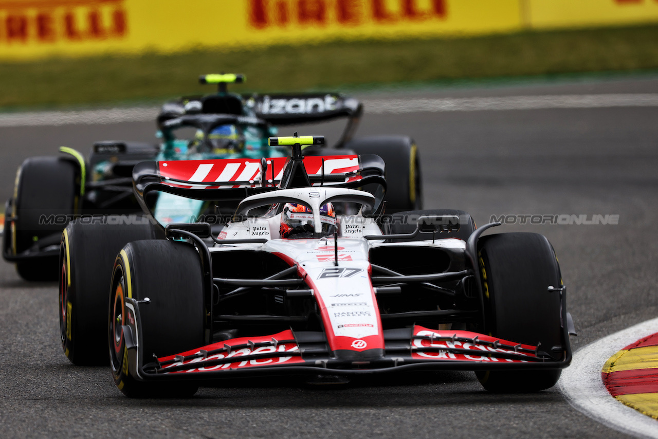GP BELGIO, Nico Hulkenberg (GER) Haas VF-23.
30.07.2023. Formula 1 World Championship, Rd 13, Belgian Grand Prix, Spa Francorchamps, Belgium, Gara Day.
 - www.xpbimages.com, EMail: requests@xpbimages.com © Copyright: Rew / XPB Images