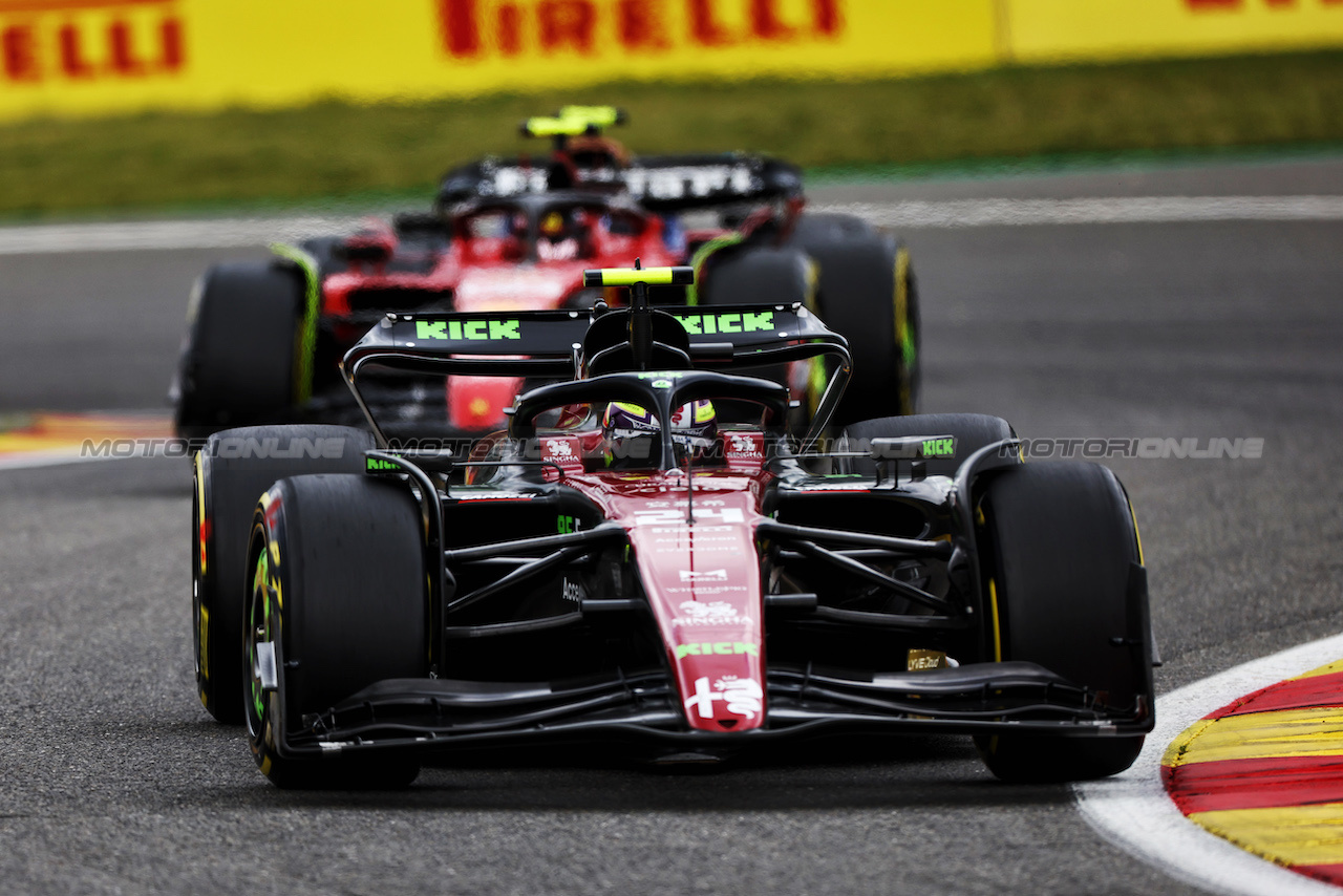 GP BELGIO, Zhou Guanyu (CHN) Alfa Romeo F1 Team C43.
30.07.2023. Formula 1 World Championship, Rd 13, Belgian Grand Prix, Spa Francorchamps, Belgium, Gara Day.
 - www.xpbimages.com, EMail: requests@xpbimages.com © Copyright: Rew / XPB Images