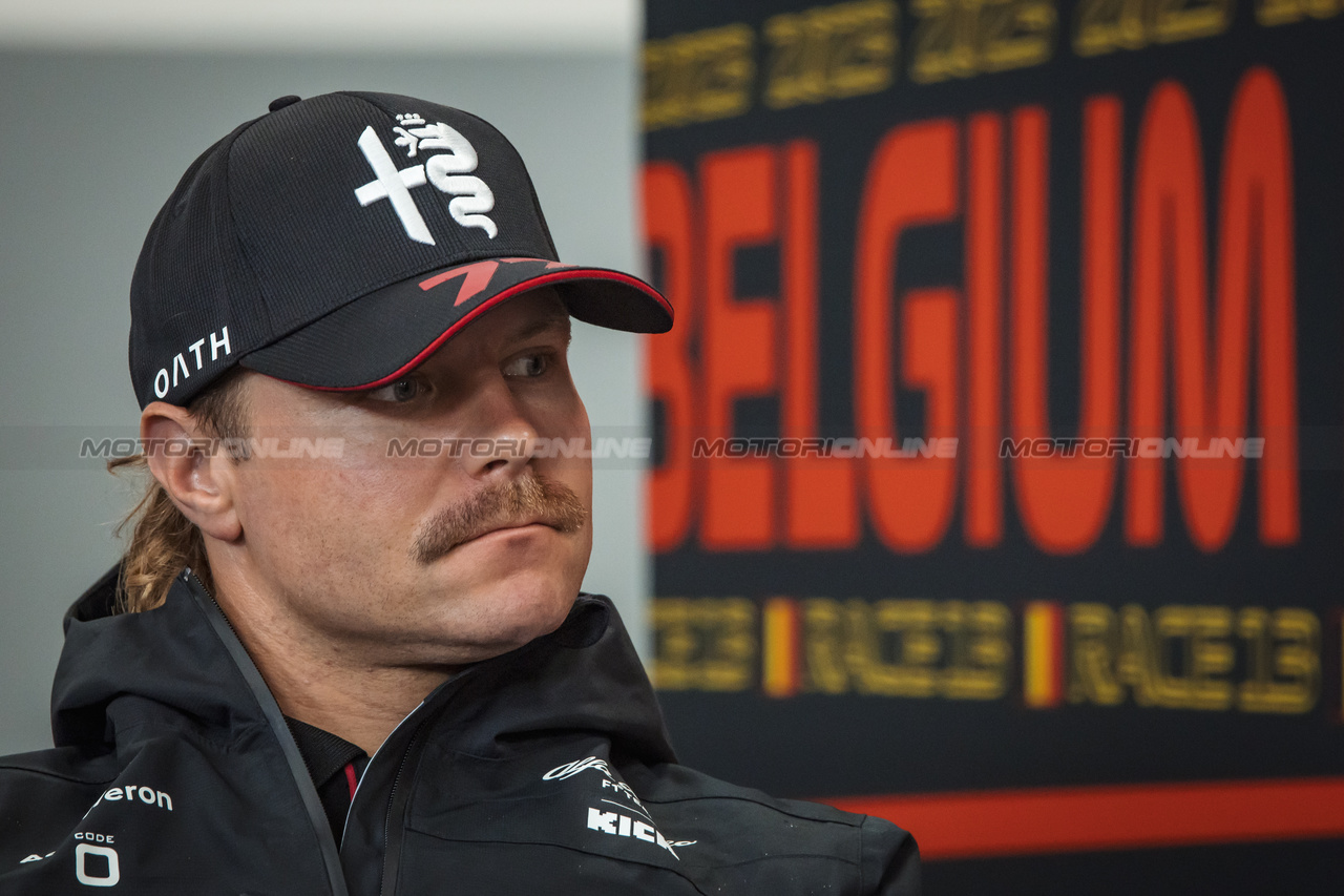GP BELGIO, Valtteri Bottas (FIN) Alfa Romeo F1 Team in the FIA Press Conference.

27.07.2023. Formula 1 World Championship, Rd 13, Belgian Grand Prix, Spa Francorchamps, Belgium, Preparation Day.

- www.xpbimages.com, EMail: requests@xpbimages.com © Copyright: Bearne / XPB Images