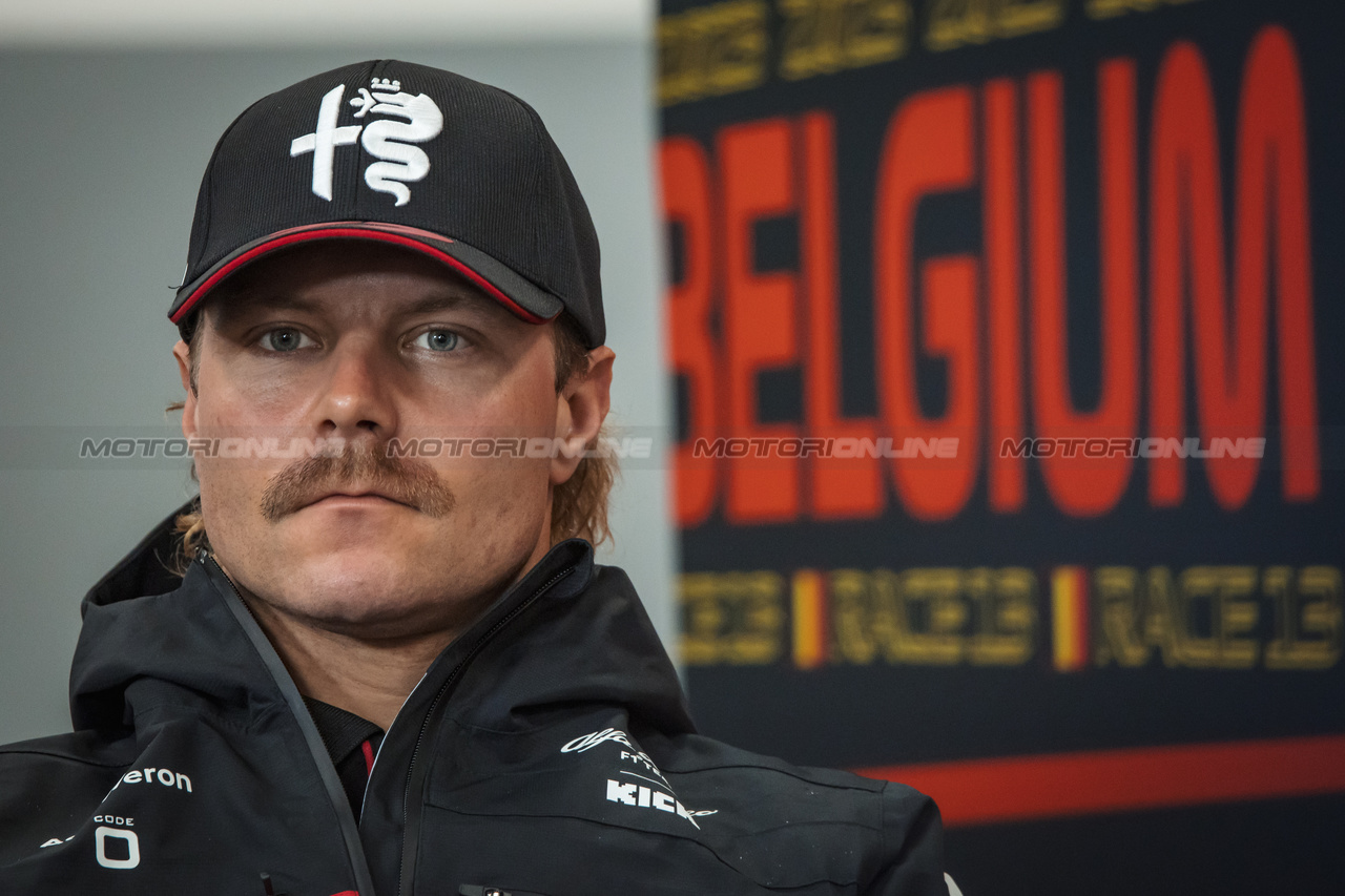 GP BELGIO, Valtteri Bottas (FIN) Alfa Romeo F1 Team in the FIA Press Conference.

27.07.2023. Formula 1 World Championship, Rd 13, Belgian Grand Prix, Spa Francorchamps, Belgium, Preparation Day.

- www.xpbimages.com, EMail: requests@xpbimages.com © Copyright: Bearne / XPB Images