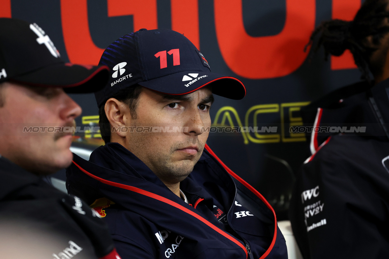 GP BELGIO, Sergio Perez (MEX) Red Bull Racing in the FIA Press Conference.

27.07.2023. Formula 1 World Championship, Rd 13, Belgian Grand Prix, Spa Francorchamps, Belgium, Preparation Day.

 - www.xpbimages.com, EMail: requests@xpbimages.com © Copyright: Rew / XPB Images