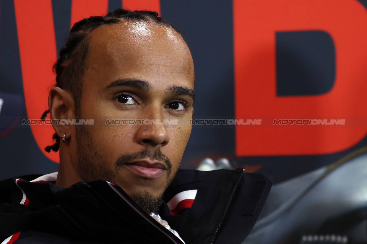 GP BELGIO, Lewis Hamilton (GBR) Mercedes AMG F1 in the FIA Press Conference.

27.07.2023. Formula 1 World Championship, Rd 13, Belgian Grand Prix, Spa Francorchamps, Belgium, Preparation Day.

 - www.xpbimages.com, EMail: requests@xpbimages.com © Copyright: Rew / XPB Images