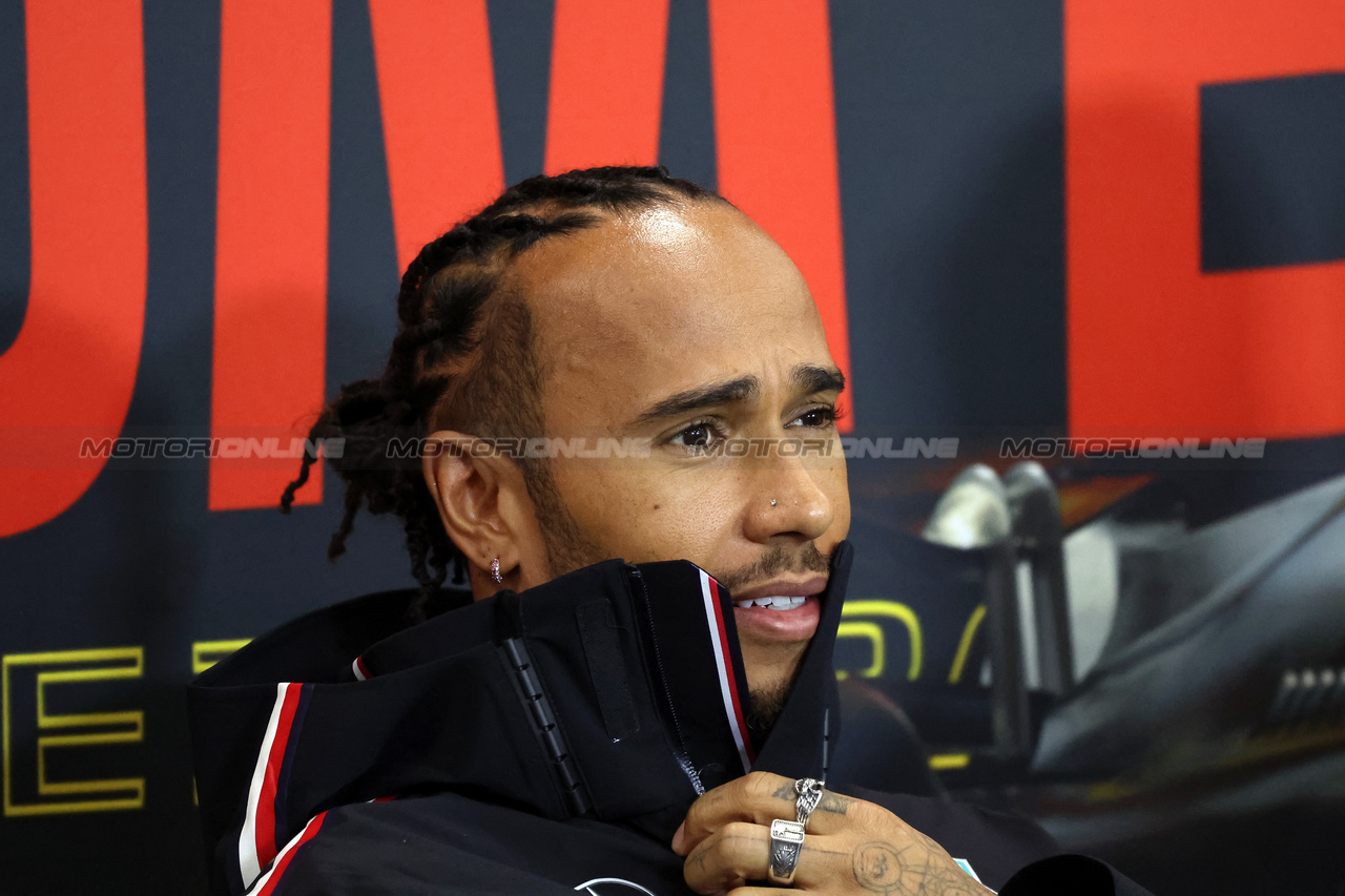 GP BELGIO, Lewis Hamilton (GBR) Mercedes AMG F1 in the FIA Press Conference.

27.07.2023. Formula 1 World Championship, Rd 13, Belgian Grand Prix, Spa Francorchamps, Belgium, Preparation Day.

 - www.xpbimages.com, EMail: requests@xpbimages.com © Copyright: Rew / XPB Images