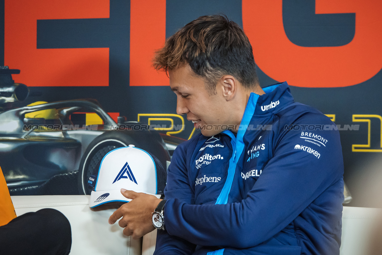 GP BELGIO, Alexander Albon (THA) Williams Racing in the FIA Press Conference.

27.07.2023. Formula 1 World Championship, Rd 13, Belgian Grand Prix, Spa Francorchamps, Belgium, Preparation Day.

- www.xpbimages.com, EMail: requests@xpbimages.com © Copyright: Bearne / XPB Images