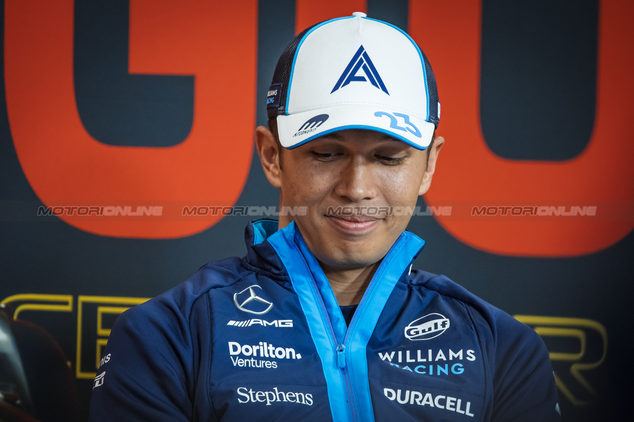 GP BELGIO, Alexander Albon (THA) Williams Racing in the FIA Press Conference.

27.07.2023. Formula 1 World Championship, Rd 13, Belgian Grand Prix, Spa Francorchamps, Belgium, Preparation Day.

- www.xpbimages.com, EMail: requests@xpbimages.com © Copyright: Bearne / XPB Images