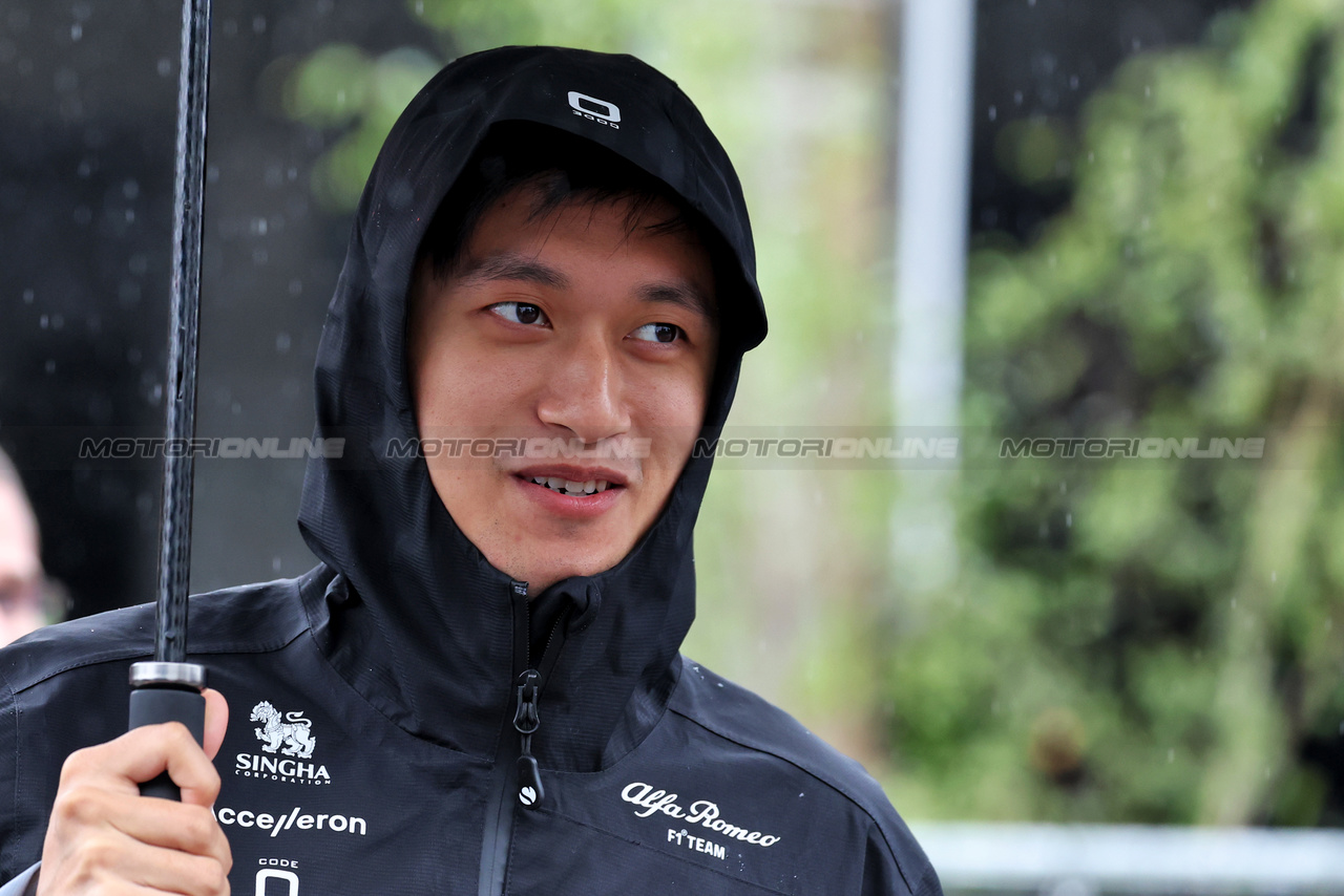 GP BELGIO, Zhou Guanyu (CHN) Alfa Romeo F1 Team.

27.07.2023. Formula 1 World Championship, Rd 13, Belgian Grand Prix, Spa Francorchamps, Belgium, Preparation Day.

 - www.xpbimages.com, EMail: requests@xpbimages.com © Copyright: Rew / XPB Images