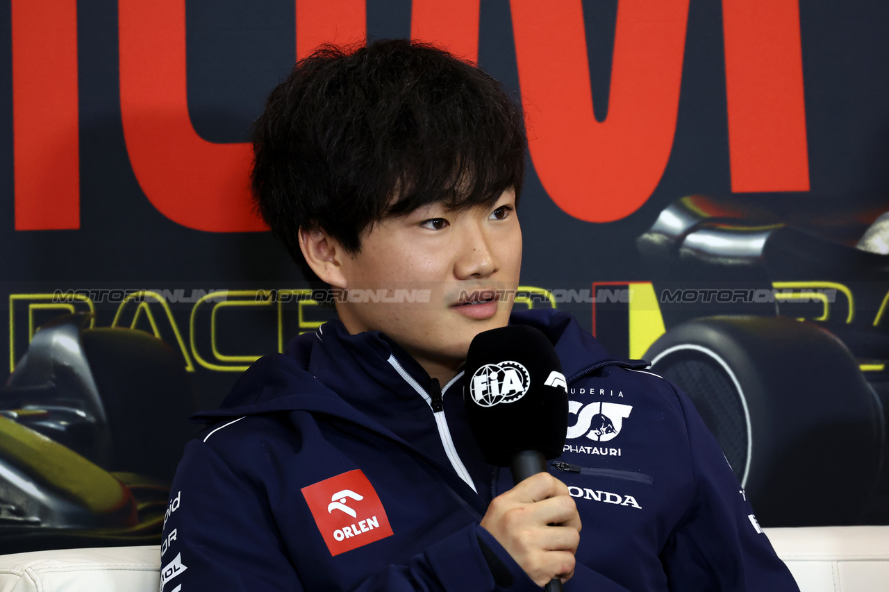 GP BELGIO, Yuki Tsunoda (JPN) AlphaTauri in the FIA Press Conference.

27.07.2023. Formula 1 World Championship, Rd 13, Belgian Grand Prix, Spa Francorchamps, Belgium, Preparation Day.

 - www.xpbimages.com, EMail: requests@xpbimages.com © Copyright: Rew / XPB Images