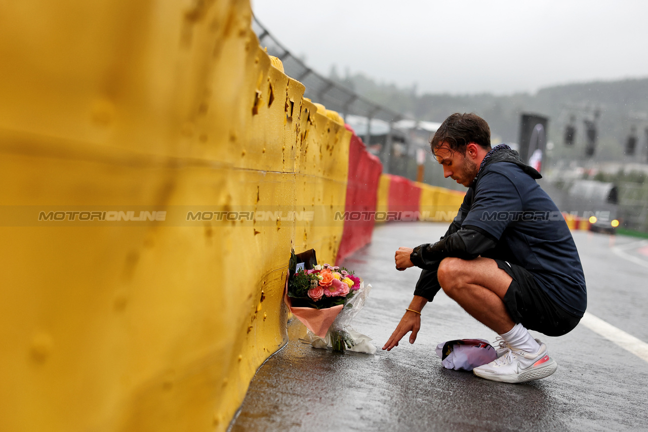 GP BELGIO, Pierre Gasly (FRA) Alpine F1 Team - Run for Anthoine Hubert.

27.07.2023. Formula 1 World Championship, Rd 13, Belgian Grand Prix, Spa Francorchamps, Belgium, Preparation Day.

- www.xpbimages.com, EMail: requests@xpbimages.com © Copyright: Bearne / XPB Images