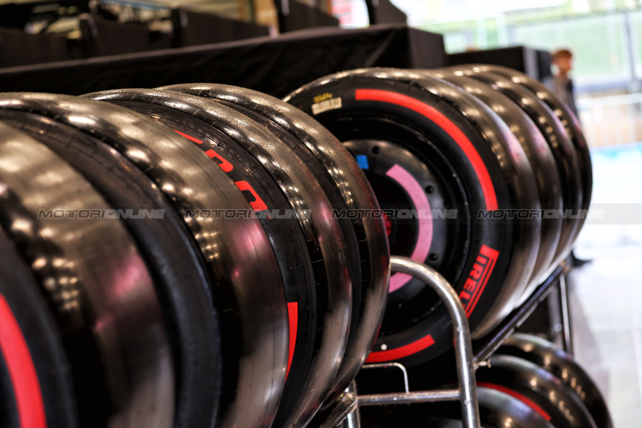 GP BELGIO, Pirelli tyres.

27.07.2023. Formula 1 World Championship, Rd 13, Belgian Grand Prix, Spa Francorchamps, Belgium, Preparation Day.

- www.xpbimages.com, EMail: requests@xpbimages.com © Copyright: Moy / XPB Images