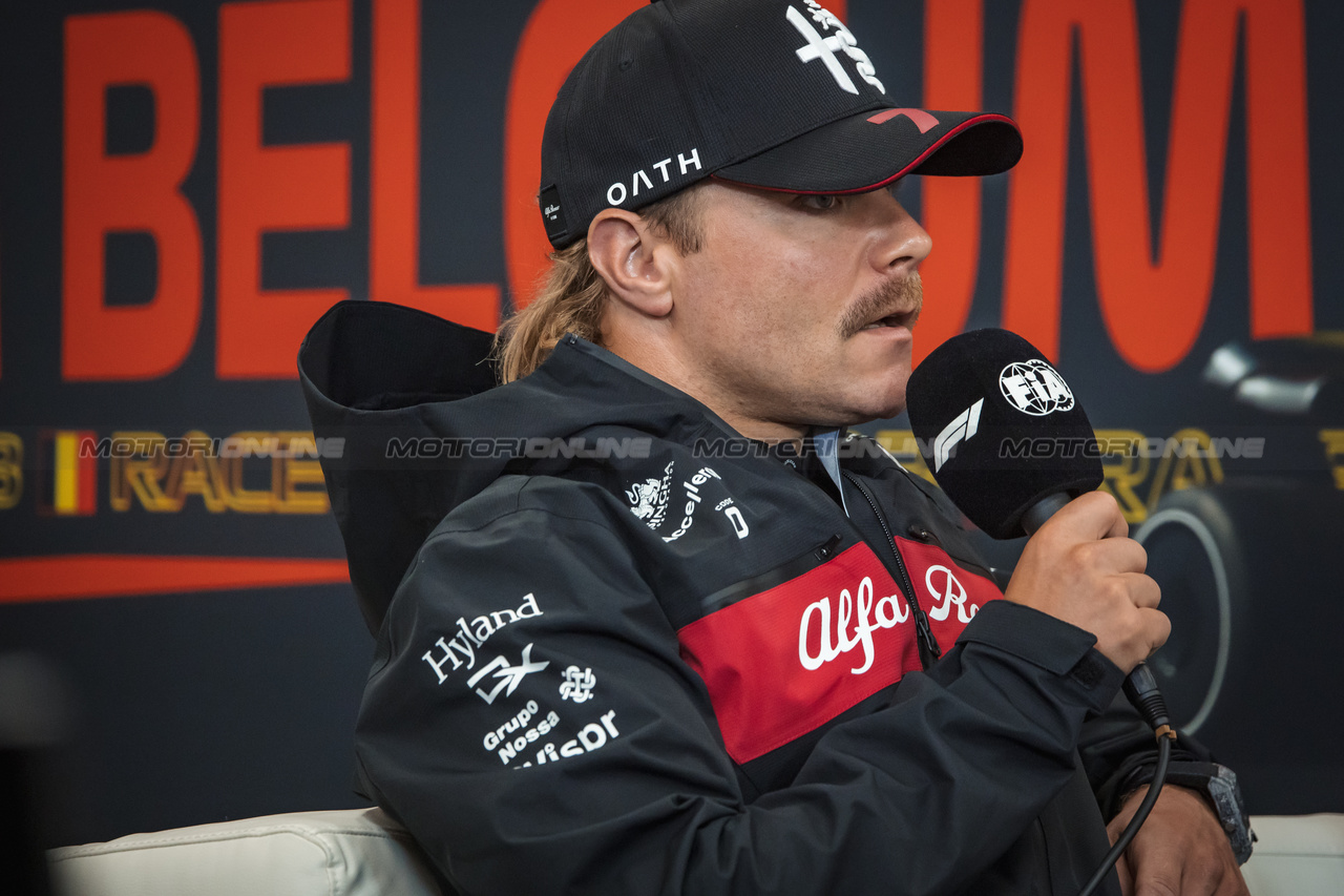 GP BELGIO, Valtteri Bottas (FIN) Alfa Romeo F1 Team in the FIA Press Conference.

27.07.2023. Formula 1 World Championship, Rd 13, Belgian Grand Prix, Spa Francorchamps, Belgium, Preparation Day.

- www.xpbimages.com, EMail: requests@xpbimages.com © Copyright: Bearne / XPB Images