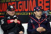 GP BELGIO, (L to R): Valtteri Bottas (FIN) Alfa Romeo F1 Team e Sergio Perez (MEX) Red Bull Racing in the FIA Press Conference.
27.07.2023. Formula 1 World Championship, Rd 13, Belgian Grand Prix, Spa Francorchamps, Belgium, Preparation Day.
 - www.xpbimages.com, EMail: requests@xpbimages.com © Copyright: Rew / XPB Images