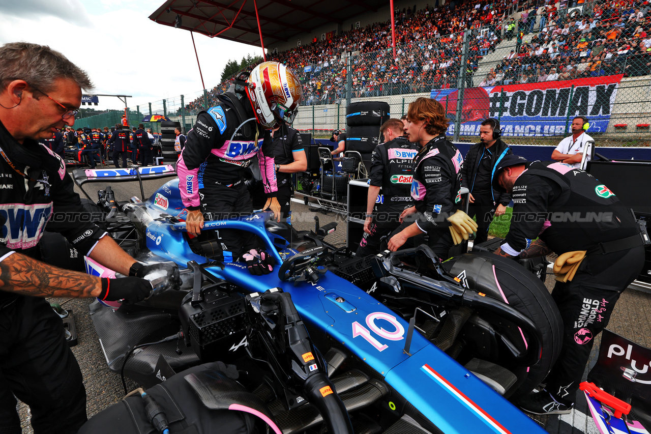 GP BELGIO, Pierre Gasly (FRA) Alpine F1 Team A523 on the grid.

29.07.2023. Formula 1 World Championship, Rd 13, Belgian Grand Prix, Spa Francorchamps, Belgium, Sprint Day.

 - www.xpbimages.com, EMail: requests@xpbimages.com © Copyright: Coates / XPB Images