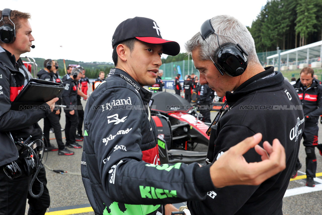 GP BELGIO, Zhou Guanyu (CHN) Alfa Romeo F1 Team on the grid.

29.07.2023. Formula 1 World Championship, Rd 13, Belgian Grand Prix, Spa Francorchamps, Belgium, Sprint Day.

- www.xpbimages.com, EMail: requests@xpbimages.com © Copyright: Bearne / XPB Images