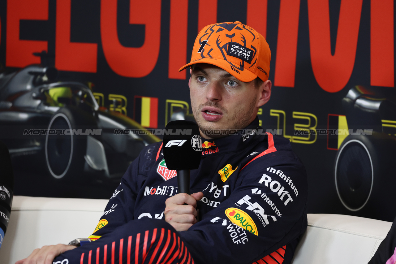 GP BELGIO, Max Verstappen (NLD) Red Bull Racing in the post Sprint FIA Press Conference.

29.07.2023. Formula 1 World Championship, Rd 13, Belgian Grand Prix, Spa Francorchamps, Belgium, Sprint Day.

- www.xpbimages.com, EMail: requests@xpbimages.com © Copyright: Moy / XPB Images