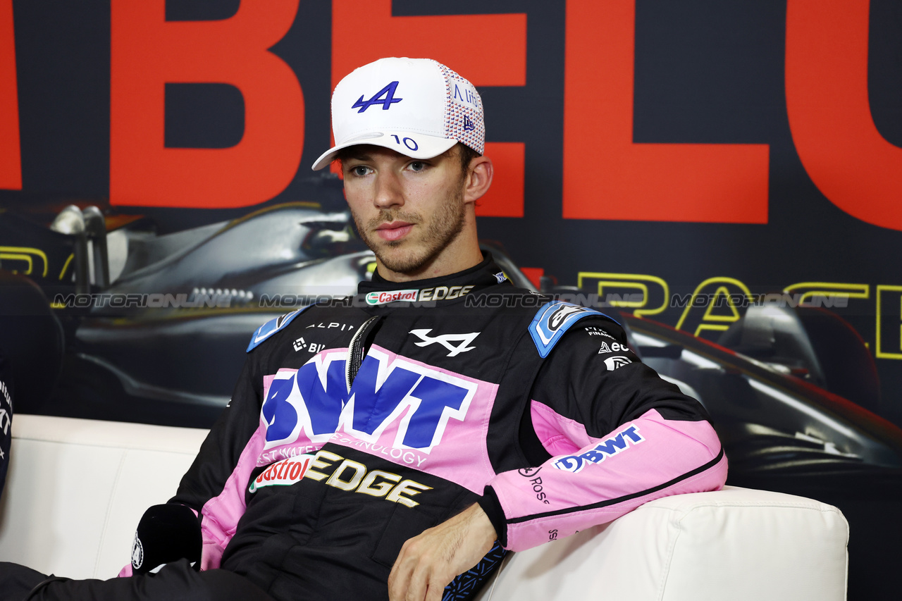 GP BELGIO, Pierre Gasly (FRA) Alpine F1 Team in the post Sprint FIA Press Conference.

29.07.2023. Formula 1 World Championship, Rd 13, Belgian Grand Prix, Spa Francorchamps, Belgium, Sprint Day.

- www.xpbimages.com, EMail: requests@xpbimages.com © Copyright: Moy / XPB Images