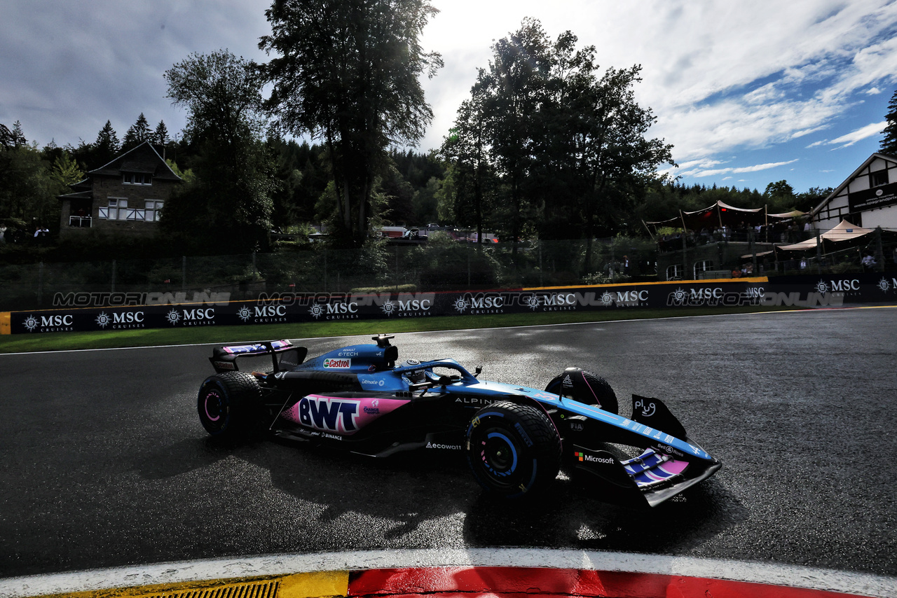 GP BELGIO, Esteban Ocon (FRA) Alpine F1 Team A523.

29.07.2023. Formula 1 World Championship, Rd 13, Belgian Grand Prix, Spa Francorchamps, Belgium, Sprint Day.

- www.xpbimages.com, EMail: requests@xpbimages.com © Copyright: Bearne / XPB Images