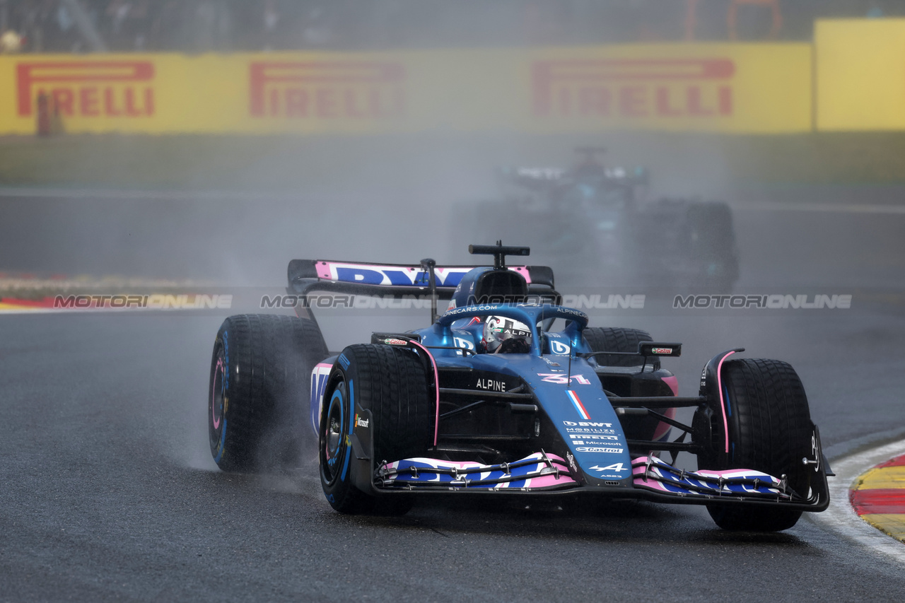 GP BELGIO, Esteban Ocon (FRA) Alpine F1 Team A523.

29.07.2023. Formula 1 World Championship, Rd 13, Belgian Grand Prix, Spa Francorchamps, Belgium, Sprint Day.

 - www.xpbimages.com, EMail: requests@xpbimages.com © Copyright: Rew / XPB Images