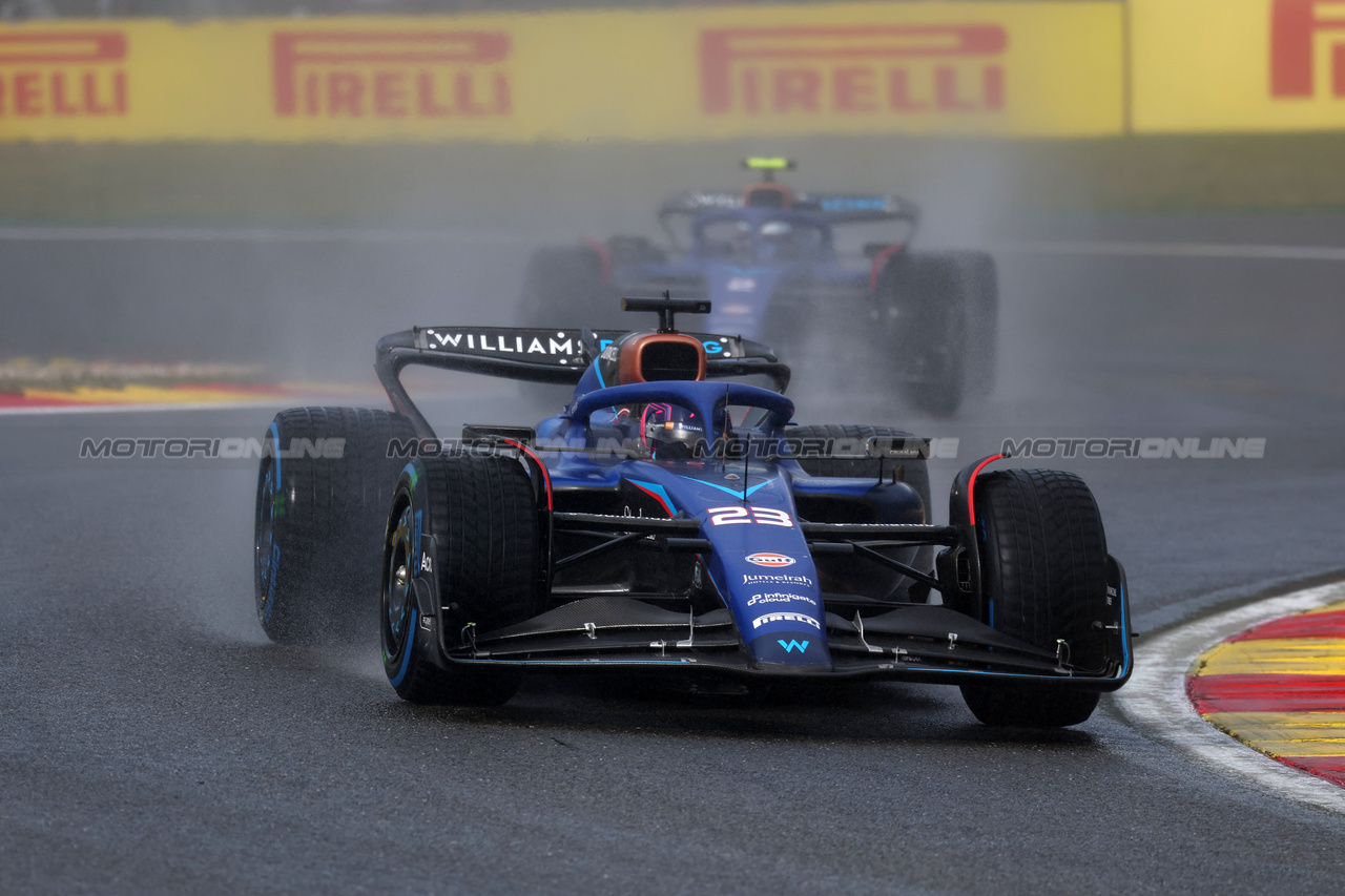 GP BELGIO, Alexander Albon (THA) Williams Racing FW45.

29.07.2023. Formula 1 World Championship, Rd 13, Belgian Grand Prix, Spa Francorchamps, Belgium, Sprint Day.

 - www.xpbimages.com, EMail: requests@xpbimages.com © Copyright: Rew / XPB Images