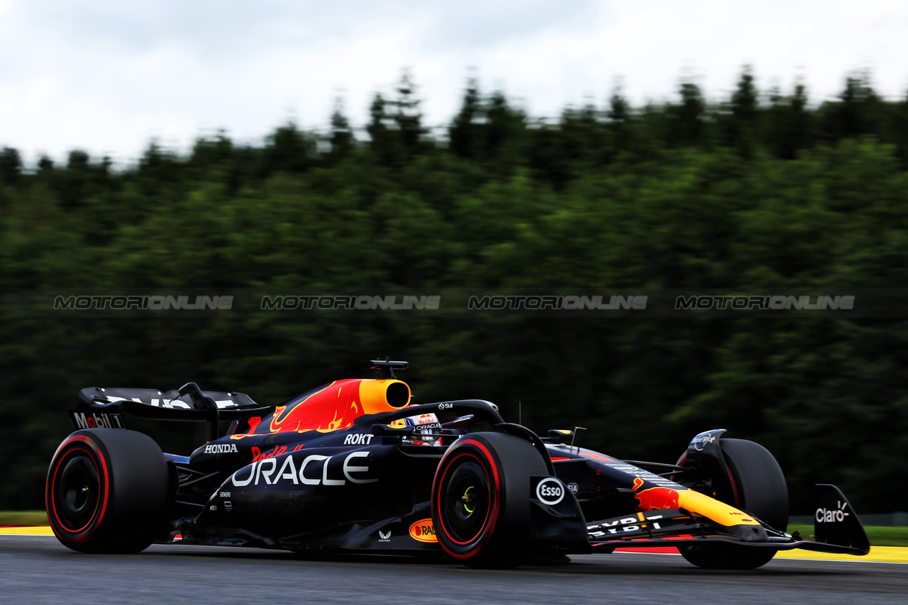 GP BELGIO, Max Verstappen (NLD) Red Bull Racing RB19.

29.07.2023. Formula 1 World Championship, Rd 13, Belgian Grand Prix, Spa Francorchamps, Belgium, Sprint Day.

 - www.xpbimages.com, EMail: requests@xpbimages.com © Copyright: Coates / XPB Images