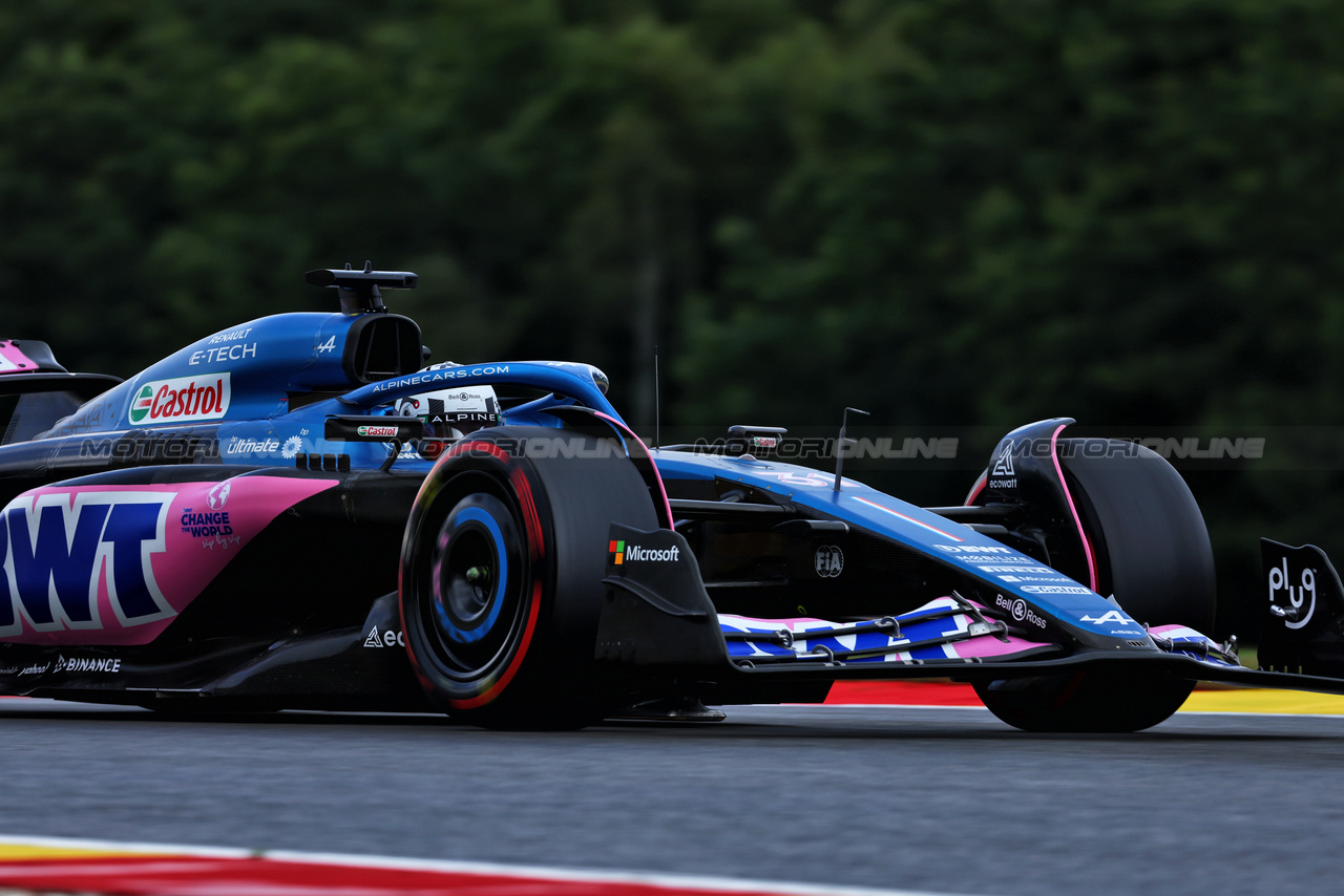 GP BELGIO, Esteban Ocon (FRA) Alpine F1 Team A523.

29.07.2023. Formula 1 World Championship, Rd 13, Belgian Grand Prix, Spa Francorchamps, Belgium, Sprint Day.

 - www.xpbimages.com, EMail: requests@xpbimages.com © Copyright: Coates / XPB Images