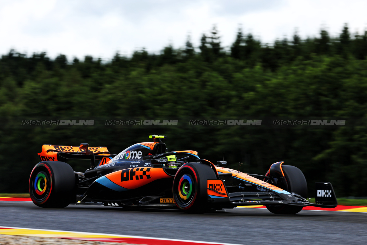 GP BELGIO, Lando Norris (GBR) McLaren MCL60.

29.07.2023. Formula 1 World Championship, Rd 13, Belgian Grand Prix, Spa Francorchamps, Belgium, Sprint Day.

 - www.xpbimages.com, EMail: requests@xpbimages.com © Copyright: Coates / XPB Images