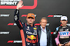 GP BELGIO, (L to R): Sprint winner Max Verstappen (NLD) Red Bull Racing celebrates in parc ferme with Jacky Ickx (BEL).
29.07.2023. Formula 1 World Championship, Rd 13, Belgian Grand Prix, Spa Francorchamps, Belgium, Sprint Day.
- www.xpbimages.com, EMail: requests@xpbimages.com © Copyright: Batchelor / XPB Images