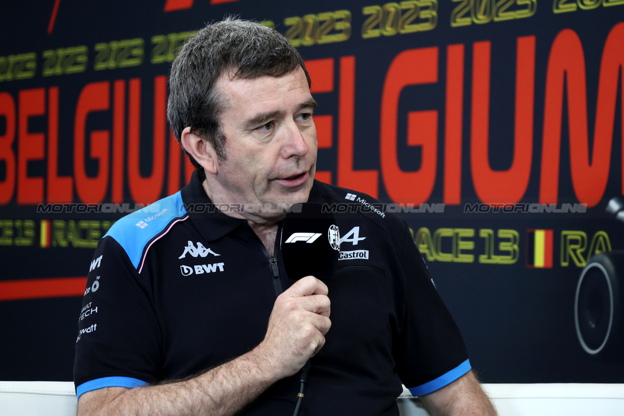 GP BELGIO, Bruno Famin (FRA) Alpine Motorsports Vice President in the FIA Press Conference.

28.07.2023. Formula 1 World Championship, Rd 13, Belgian Grand Prix, Spa Francorchamps, Belgium, Qualifiche Day.

- www.xpbimages.com, EMail: requests@xpbimages.com © Copyright: Bearne / XPB Images