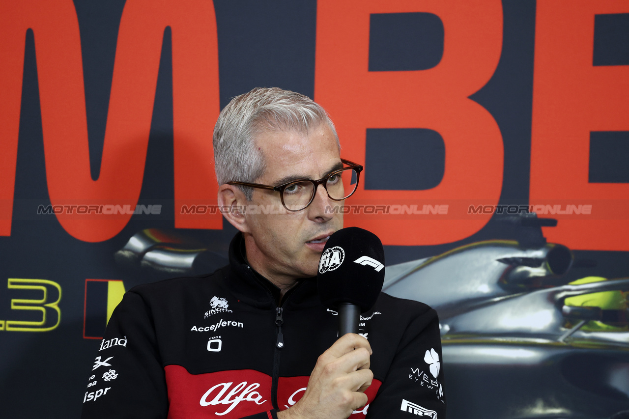GP BELGIO, Alessandro Alunni Bravi (ITA) Alfa Romeo F1 Team Managing Director e Team Representative in the FIA Press Conference.

28.07.2023. Formula 1 World Championship, Rd 13, Belgian Grand Prix, Spa Francorchamps, Belgium, Qualifiche Day.

- www.xpbimages.com, EMail: requests@xpbimages.com © Copyright: Bearne / XPB Images