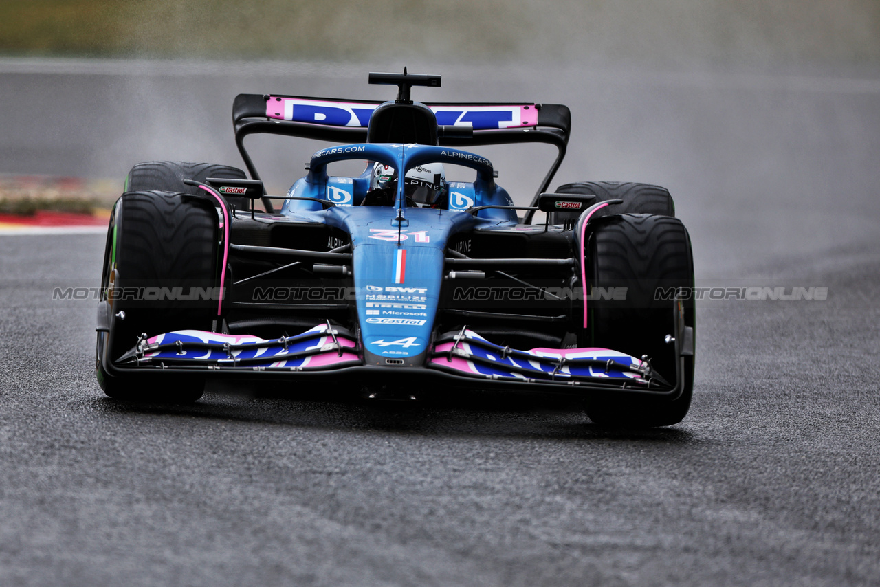 GP BELGIO, Esteban Ocon (FRA) Alpine F1 Team A523.

28.07.2023. Formula 1 World Championship, Rd 13, Belgian Grand Prix, Spa Francorchamps, Belgium, Qualifiche Day.

 - www.xpbimages.com, EMail: requests@xpbimages.com © Copyright: Rew / XPB Images