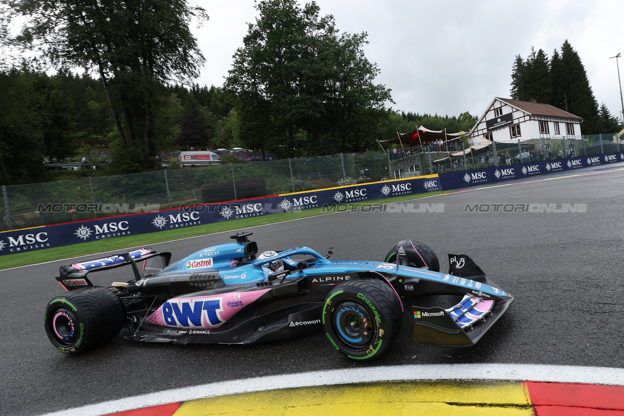 GP BELGIO, Esteban Ocon (FRA) Alpine F1 Team A523.

28.07.2023. Formula 1 World Championship, Rd 13, Belgian Grand Prix, Spa Francorchamps, Belgium, Qualifiche Day.

- www.xpbimages.com, EMail: requests@xpbimages.com © Copyright: Bearne / XPB Images