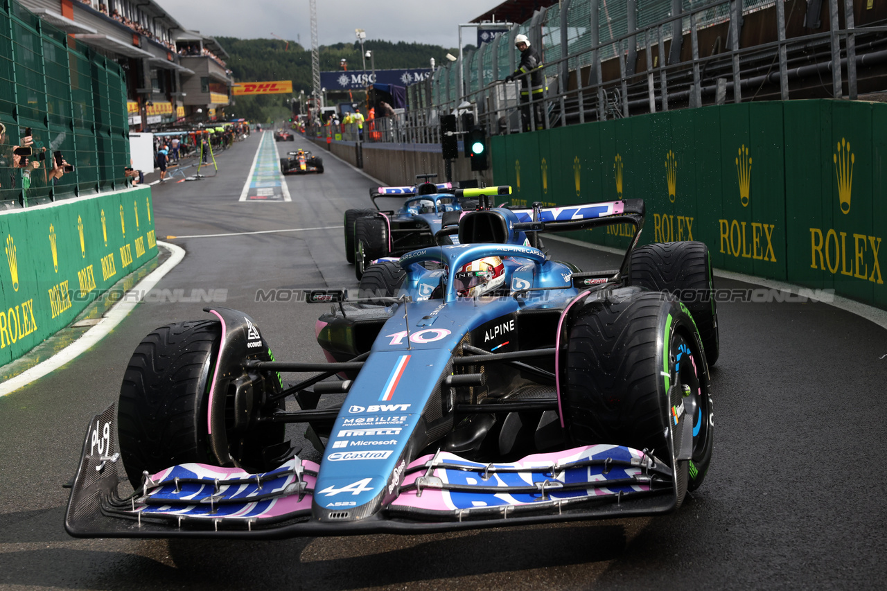 GP BELGIO, Pierre Gasly (FRA) Alpine F1 Team A523 leaves the pits.

28.07.2023. Formula 1 World Championship, Rd 13, Belgian Grand Prix, Spa Francorchamps, Belgium, Qualifiche Day.

- www.xpbimages.com, EMail: requests@xpbimages.com © Copyright: Bearne / XPB Images