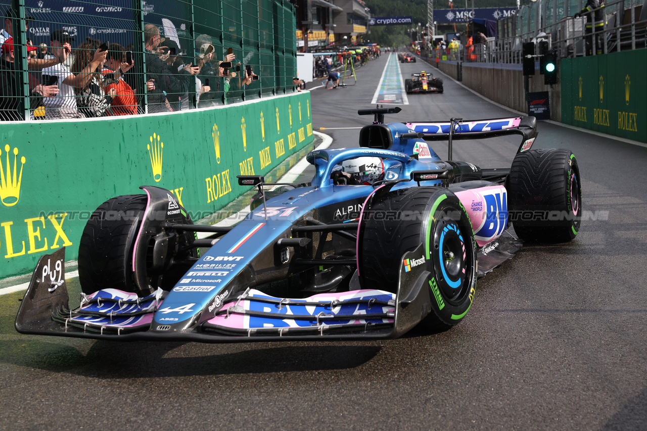GP BELGIO, Esteban Ocon (FRA) Alpine F1 Team A523 leaves the pits.

28.07.2023. Formula 1 World Championship, Rd 13, Belgian Grand Prix, Spa Francorchamps, Belgium, Qualifiche Day.

- www.xpbimages.com, EMail: requests@xpbimages.com © Copyright: Bearne / XPB Images