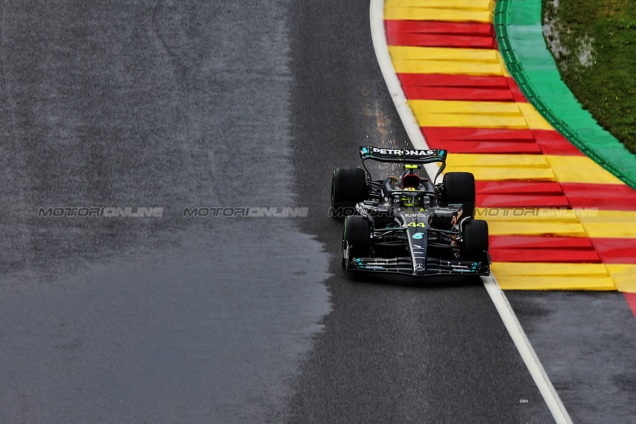 GP BELGIO, Lewis Hamilton (GBR) Mercedes AMG F1 W14.
28.07.2023. Formula 1 World Championship, Rd 13, Belgian Grand Prix, Spa Francorchamps, Belgium, Qualifiche Day.
 - www.xpbimages.com, EMail: requests@xpbimages.com © Copyright: Rew / XPB Images