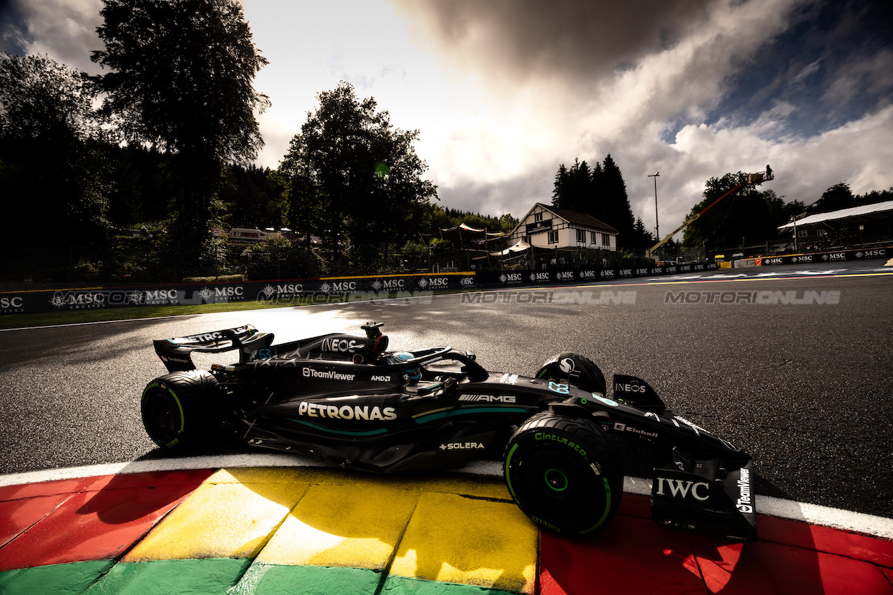 GP BELGIO, George Russell (GBR) Mercedes AMG F1 W14.
28.07.2023. Formula 1 World Championship, Rd 13, Belgian Grand Prix, Spa Francorchamps, Belgium, Qualifiche Day.
- www.xpbimages.com, EMail: requests@xpbimages.com © Copyright: Bearne / XPB Images