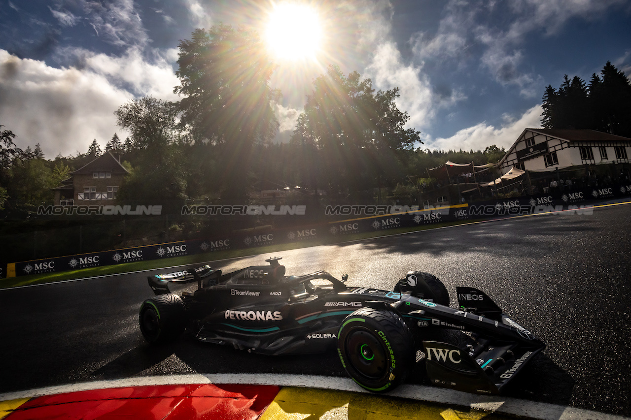 GP BELGIO, George Russell (GBR) Mercedes AMG F1 W14.
28.07.2023. Formula 1 World Championship, Rd 13, Belgian Grand Prix, Spa Francorchamps, Belgium, Qualifiche Day.
- www.xpbimages.com, EMail: requests@xpbimages.com © Copyright: Bearne / XPB Images