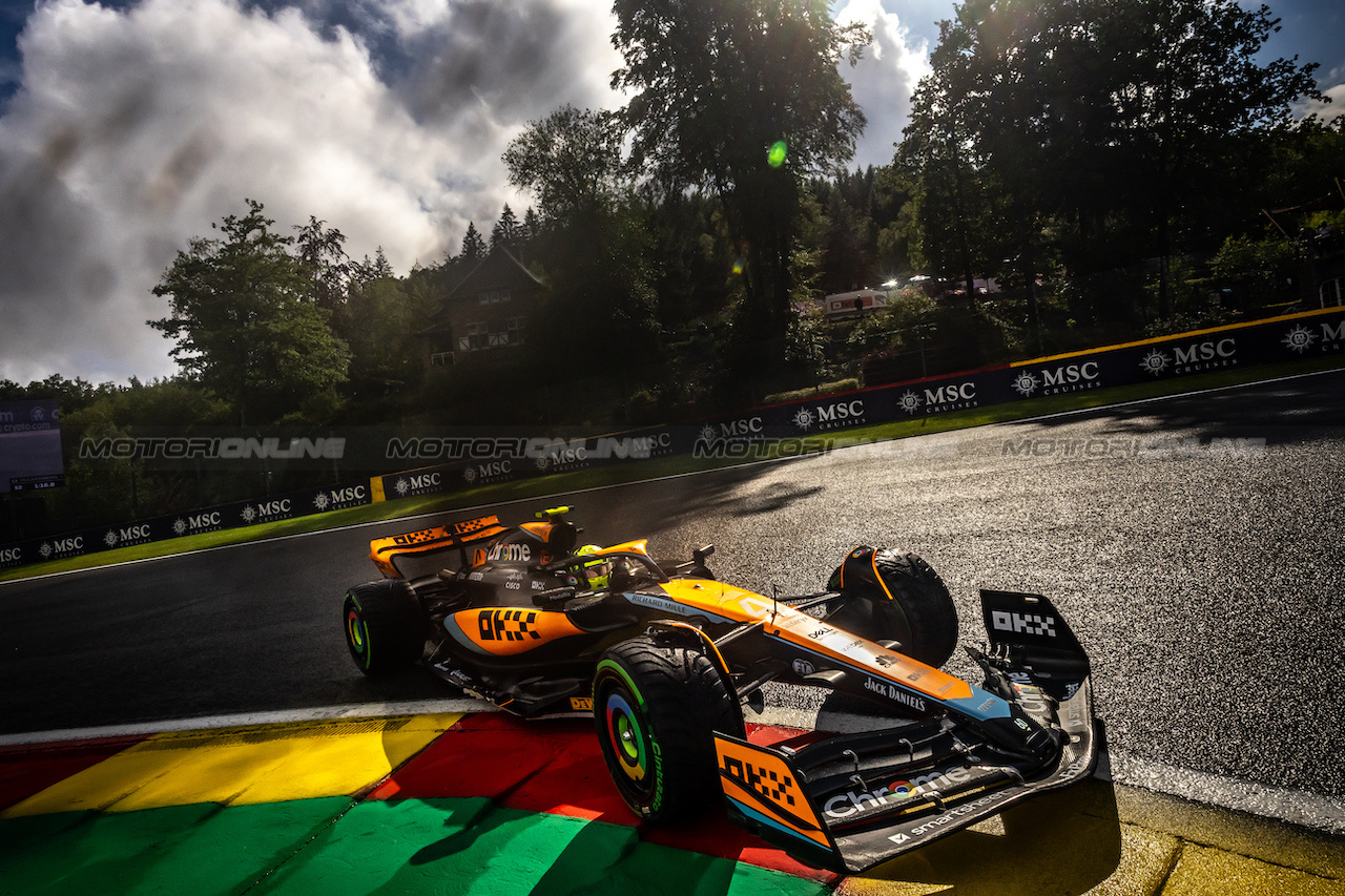 GP BELGIO, Lando Norris (GBR) McLaren MCL60.
28.07.2023. Formula 1 World Championship, Rd 13, Belgian Grand Prix, Spa Francorchamps, Belgium, Qualifiche Day.
- www.xpbimages.com, EMail: requests@xpbimages.com © Copyright: Bearne / XPB Images