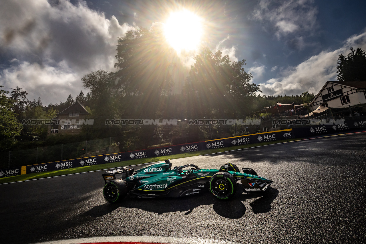 GP BELGIO, Lance Stroll (CDN) Aston Martin F1 Team AMR23.
28.07.2023. Formula 1 World Championship, Rd 13, Belgian Grand Prix, Spa Francorchamps, Belgium, Qualifiche Day.
- www.xpbimages.com, EMail: requests@xpbimages.com © Copyright: Bearne / XPB Images
