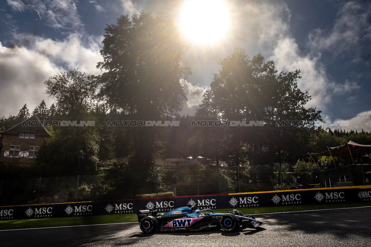 GP BELGIO, Esteban Ocon (FRA) Alpine F1 Team A523.
28.07.2023. Formula 1 World Championship, Rd 13, Belgian Grand Prix, Spa Francorchamps, Belgium, Qualifiche Day.
- www.xpbimages.com, EMail: requests@xpbimages.com © Copyright: Bearne / XPB Images