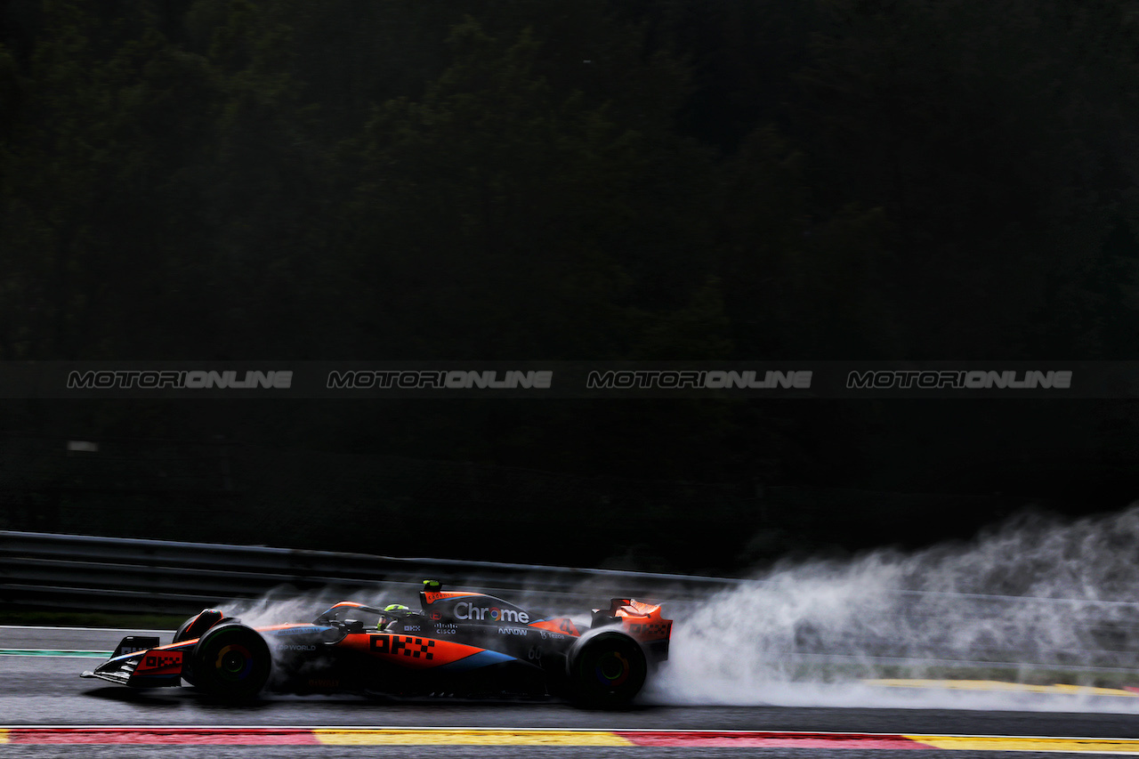 GP BELGIO, Lando Norris (GBR) McLaren MCL60.
28.07.2023. Formula 1 World Championship, Rd 13, Belgian Grand Prix, Spa Francorchamps, Belgium, Qualifiche Day.
 - www.xpbimages.com, EMail: requests@xpbimages.com © Copyright: Coates / XPB Images