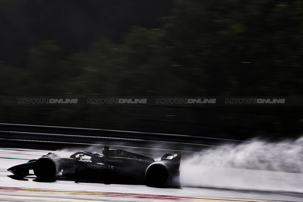 GP BELGIO, George Russell (GBR) Mercedes AMG F1 W14.
28.07.2023. Formula 1 World Championship, Rd 13, Belgian Grand Prix, Spa Francorchamps, Belgium, Qualifiche Day.
 - www.xpbimages.com, EMail: requests@xpbimages.com © Copyright: Coates / XPB Images